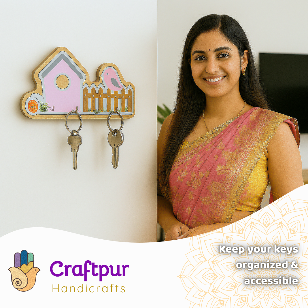 Engineered Wood House Pink Keyholder