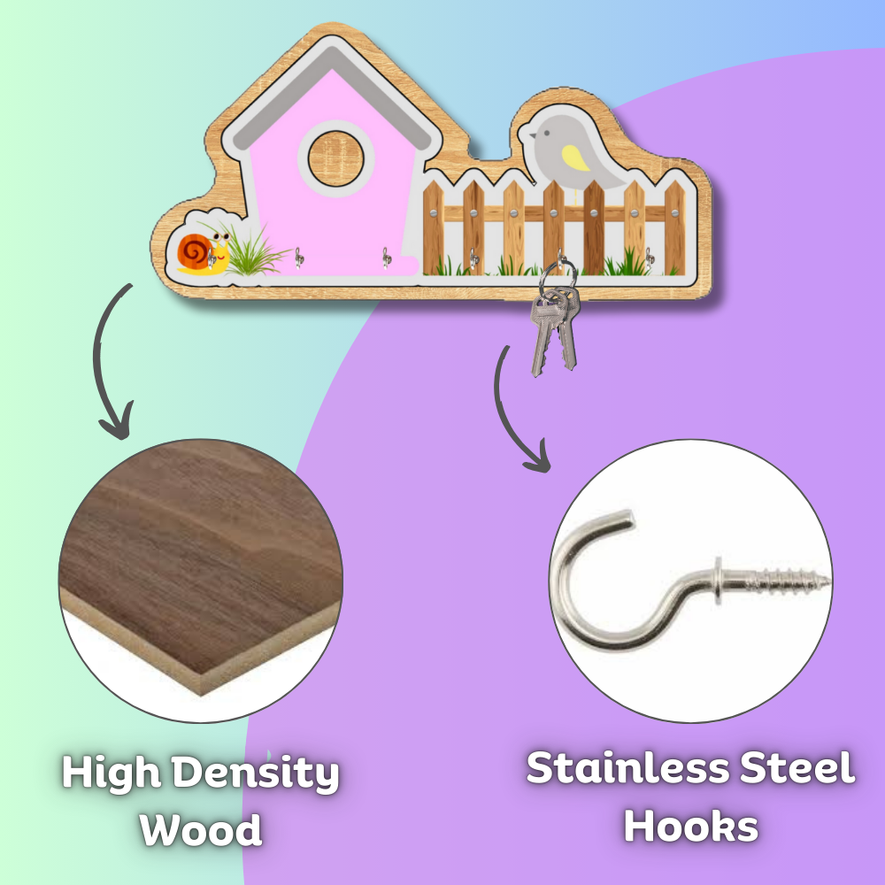 Engineered Wood House Pink Keyholder