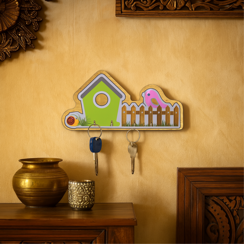 Craftpur Engineered Wood House Green Keyholder