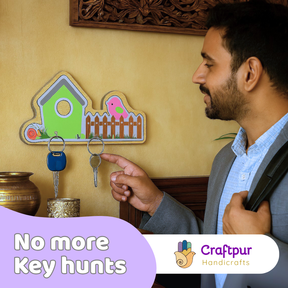 Craftpur Engineered Wood House Green Keyholder