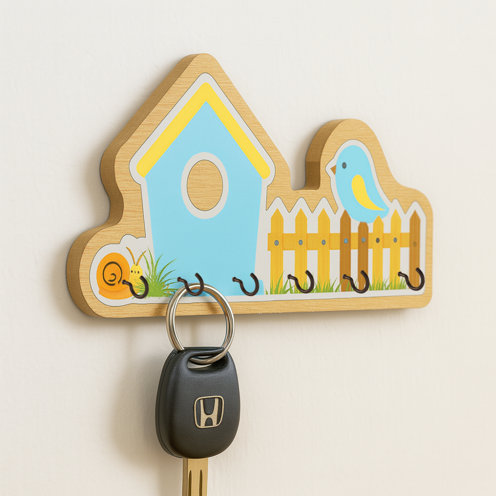 Craftpur Engineered Wood House Blue Keyholder