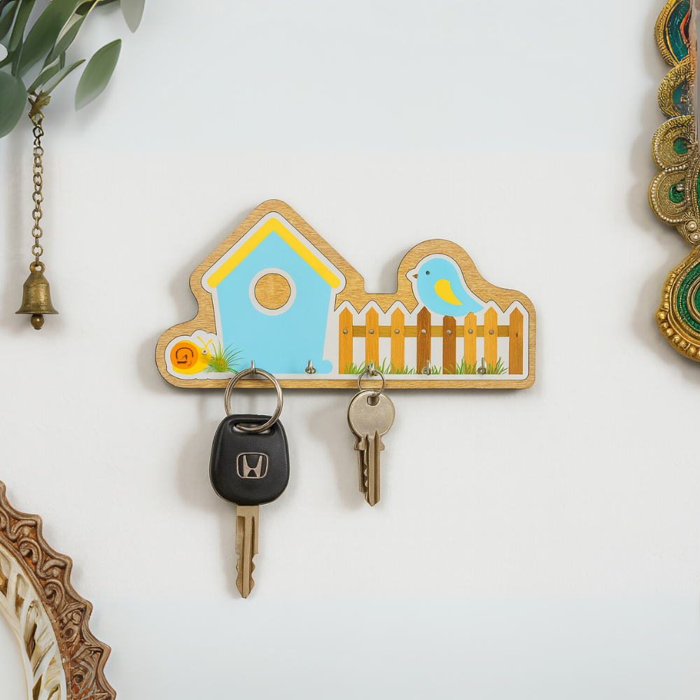 Craftpur Engineered Wood House Blue Keyholder