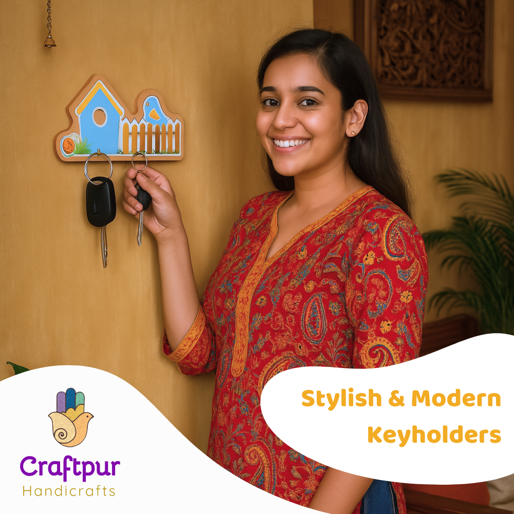 Craftpur Engineered Wood House Blue Keyholder