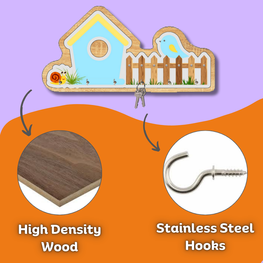 Craftpur Engineered Wood House Blue Keyholder