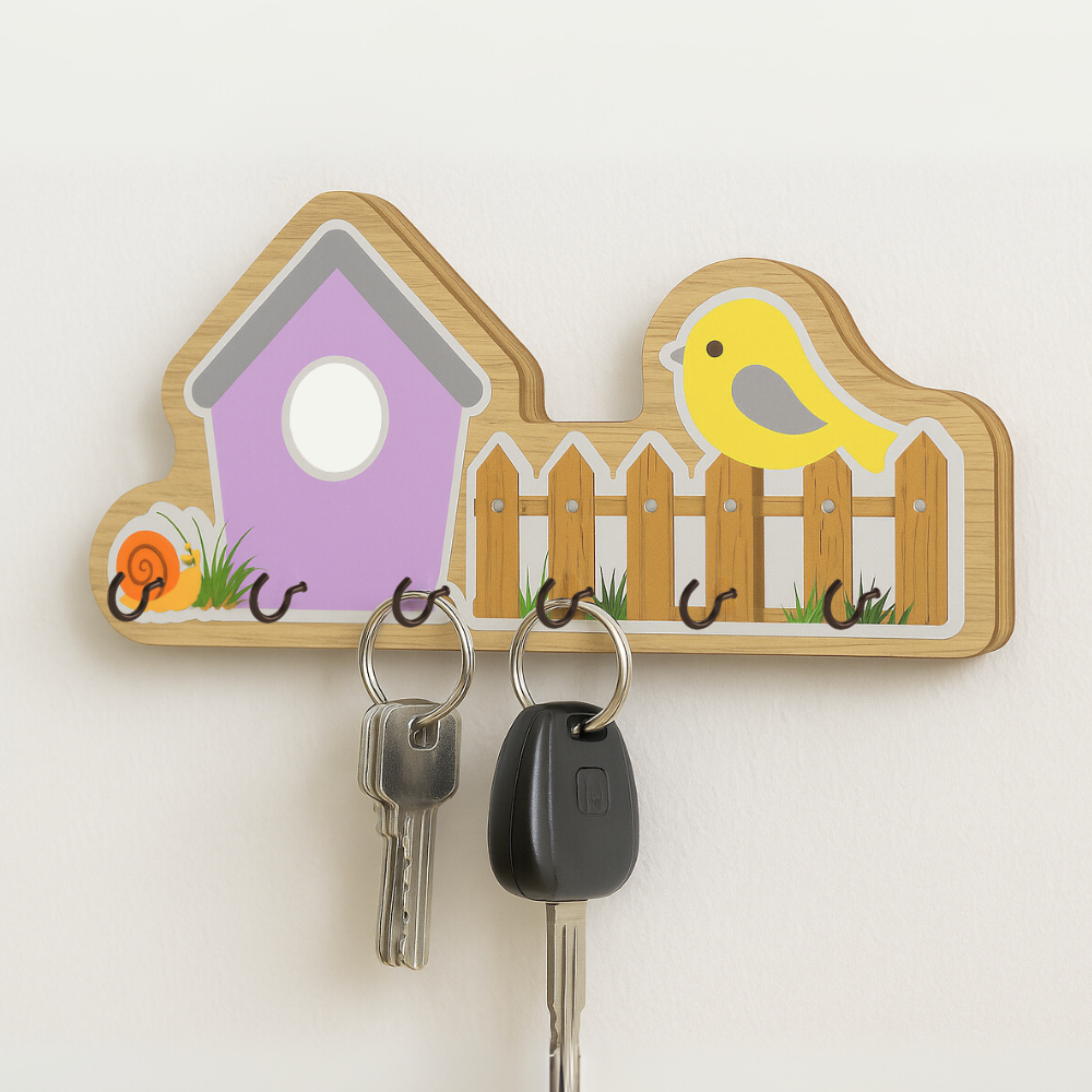 Craftpur Engineered Wood House Purple Keyholder