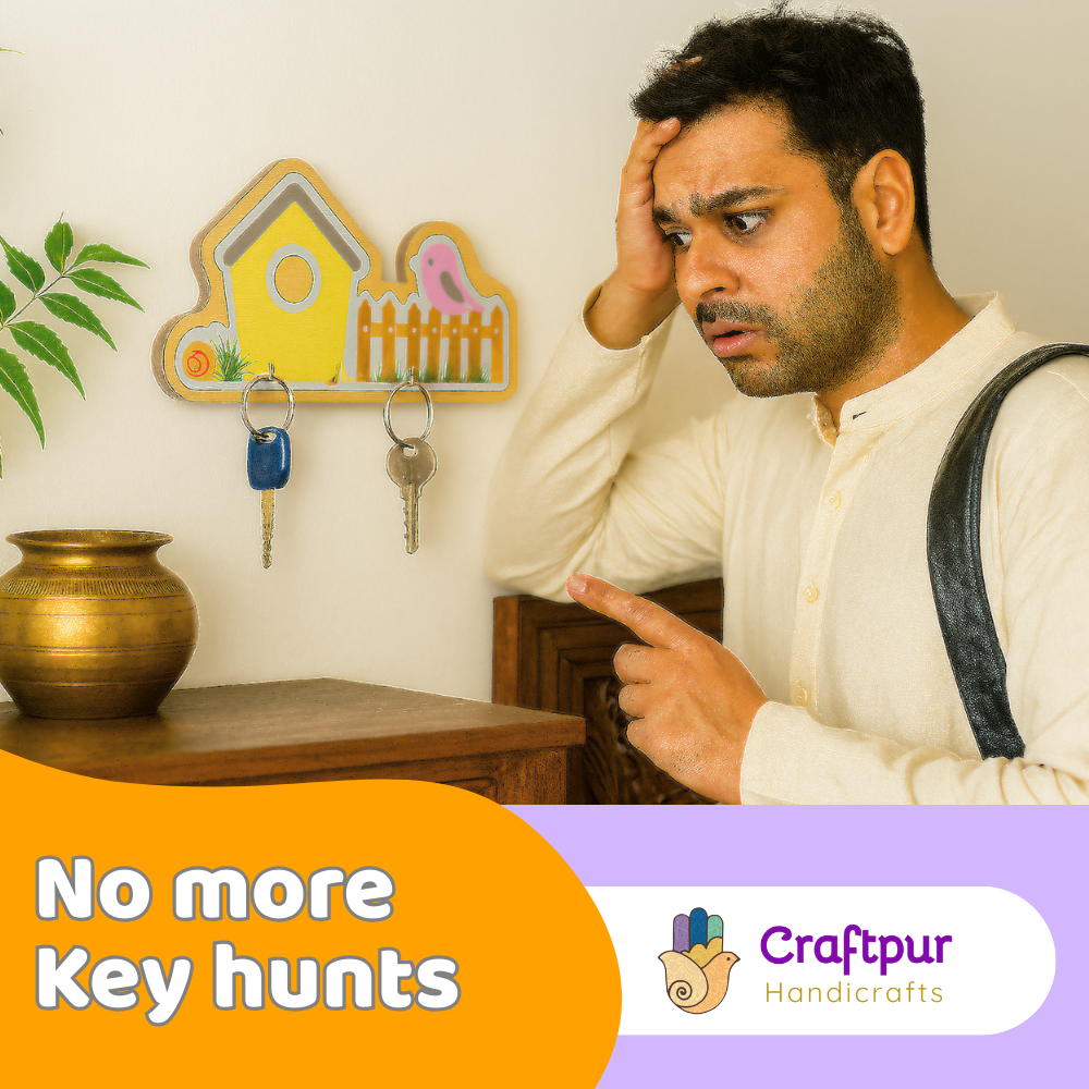 Craftpur Engineered Wood House Yellow Keyholder