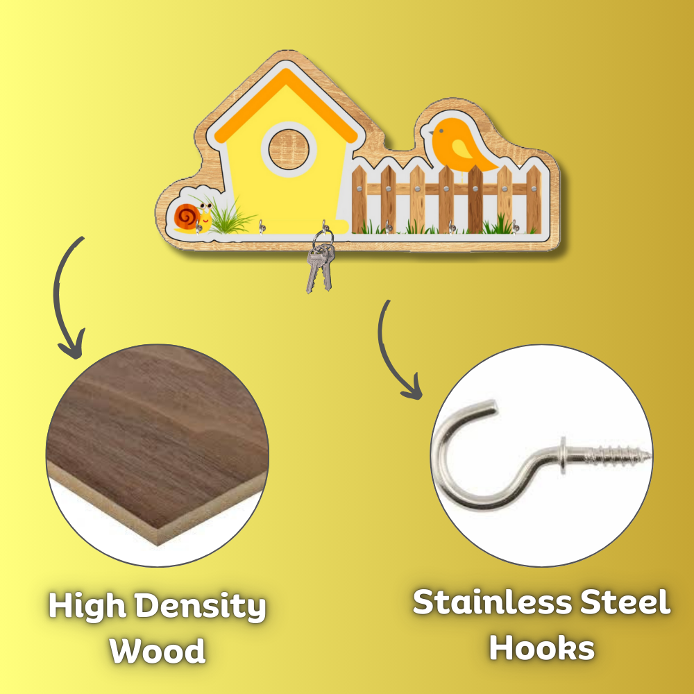 Craftpur Engineered Wood House Yellow Keyholder