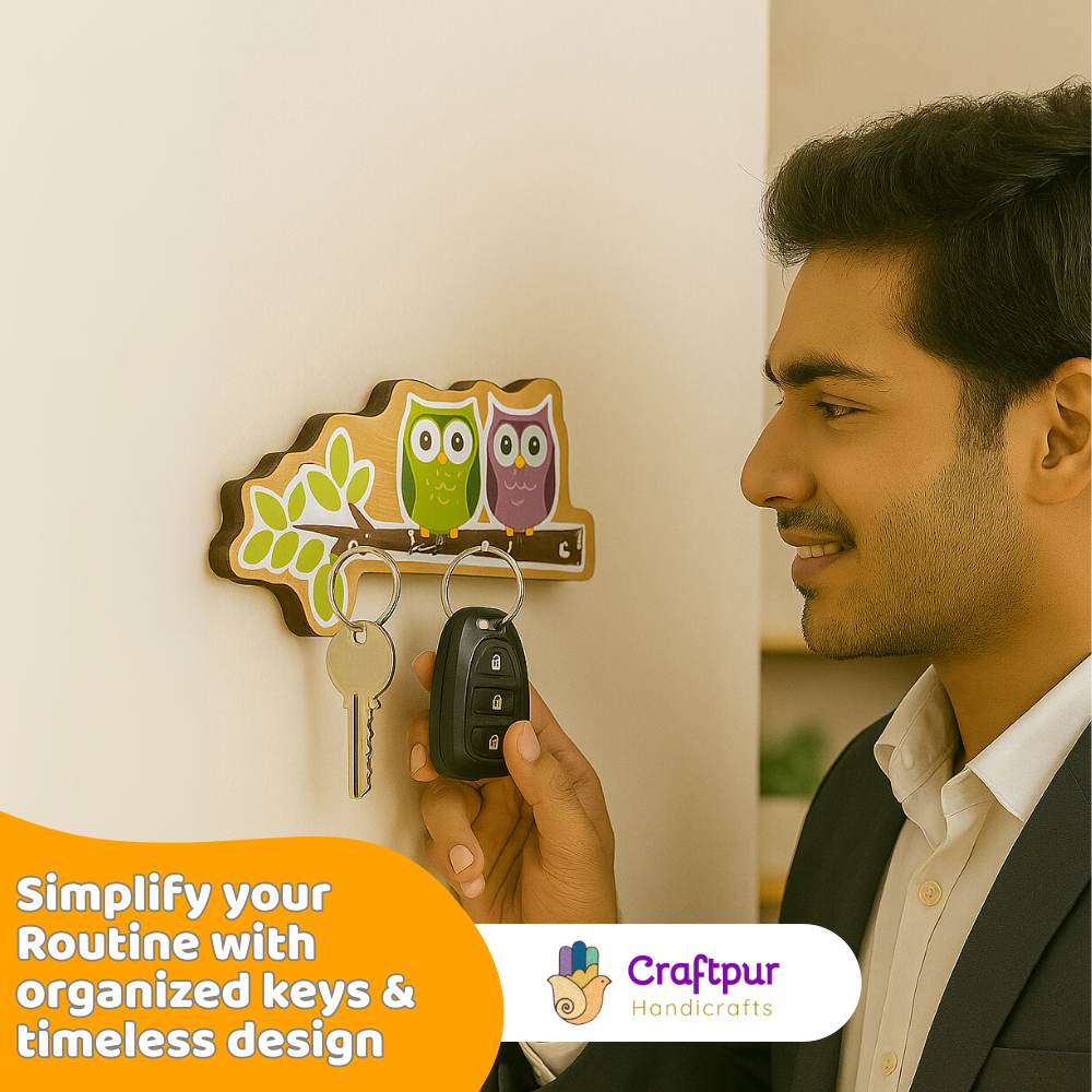 Craftpur Engineered Wood Owl Keyhoder