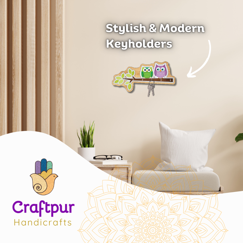 Craftpur Engineered Wood Owl Keyhoder