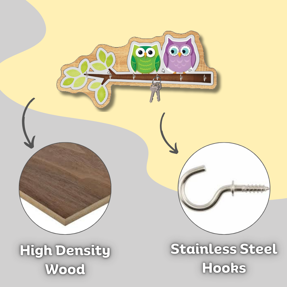 Craftpur Engineered Wood Owl Keyhoder