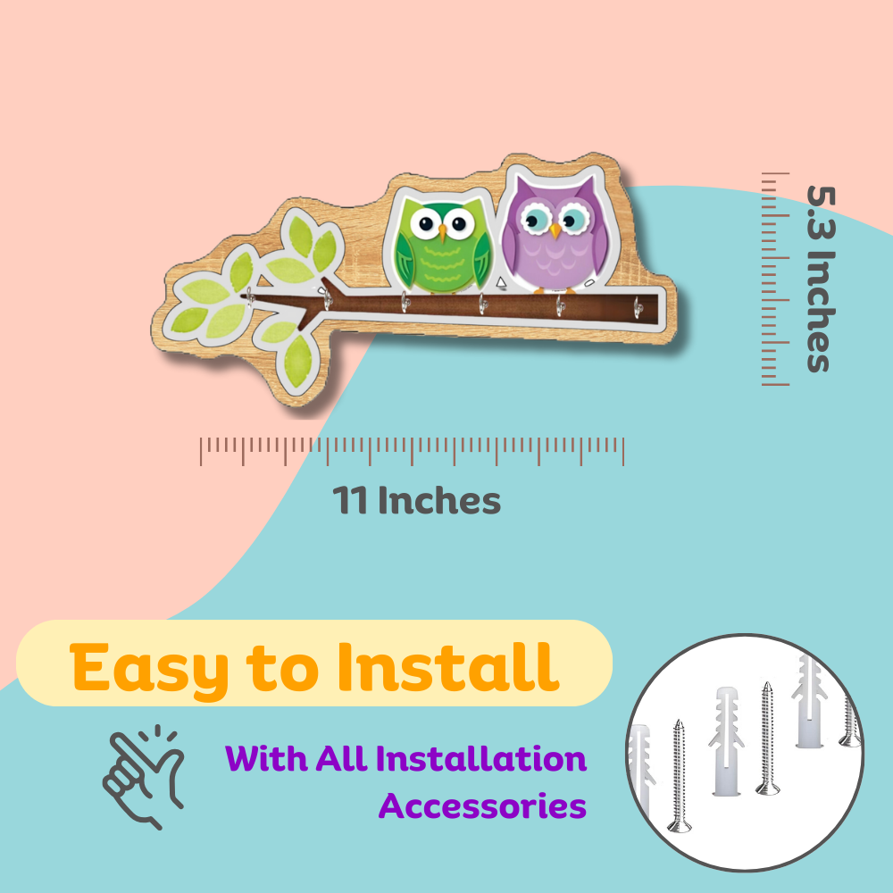 Craftpur Engineered Wood Owl Keyhoder