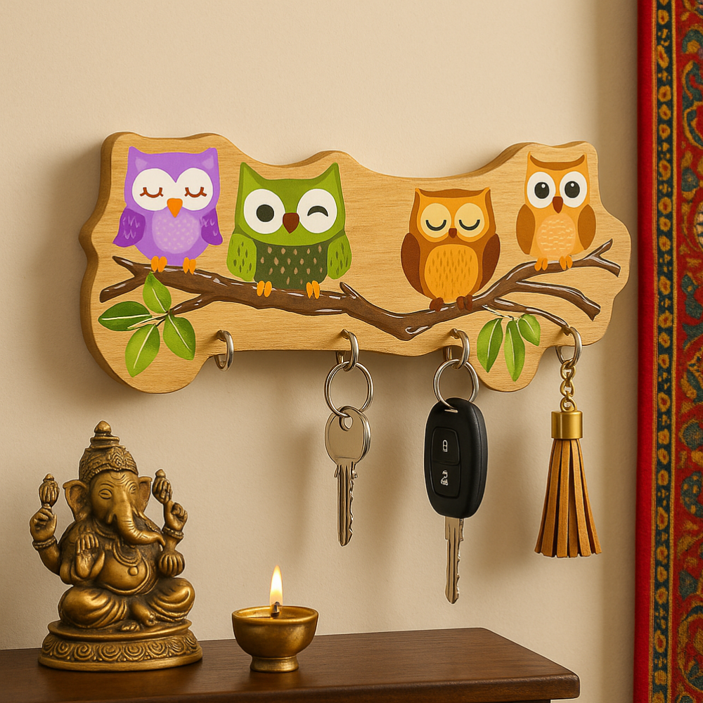 Craftpur Engineered Wood Owl Keyholder