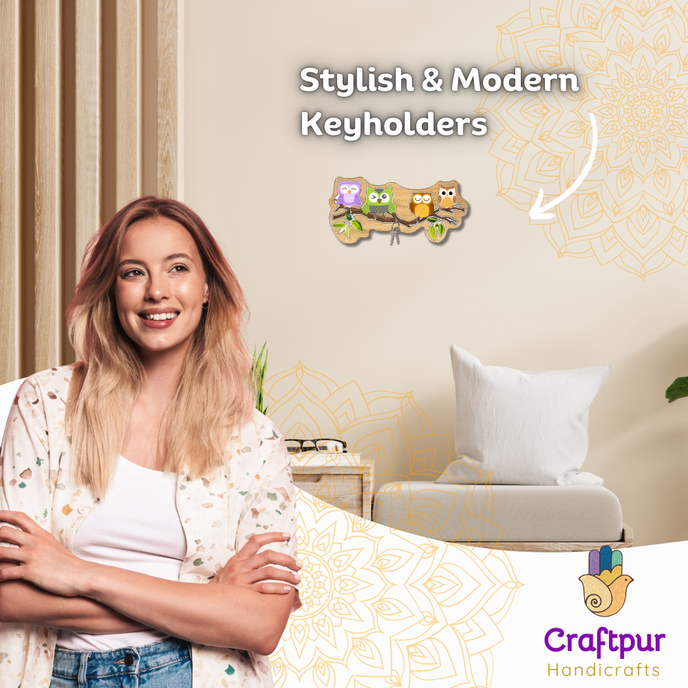 Craftpur Engineered Wood Owl Keyholder