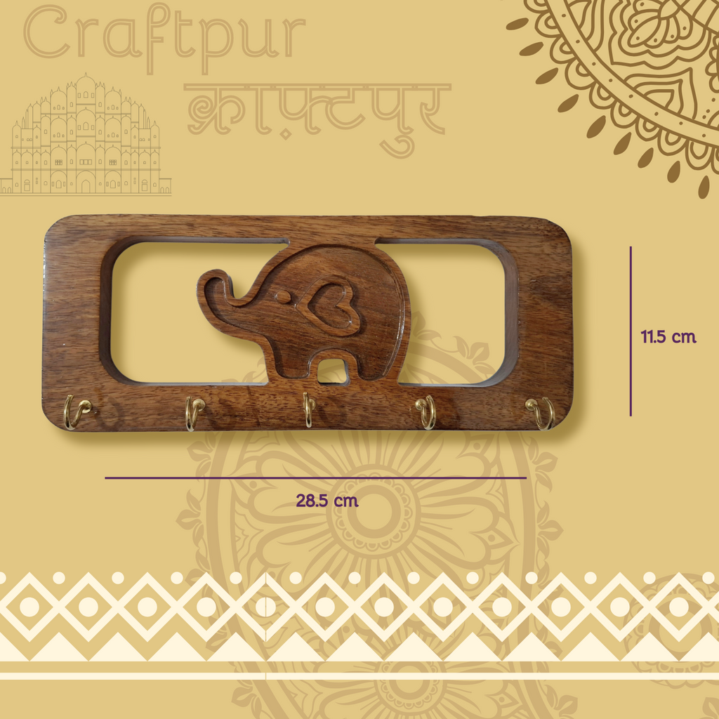 Craftpur Solid Wood Elephant Keyholder