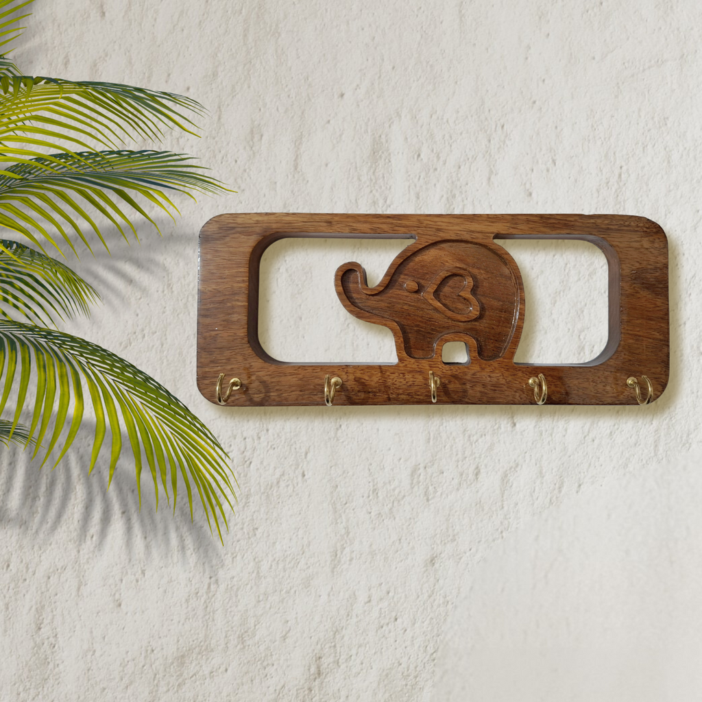 Craftpur Solid Wood Elephant Keyholder