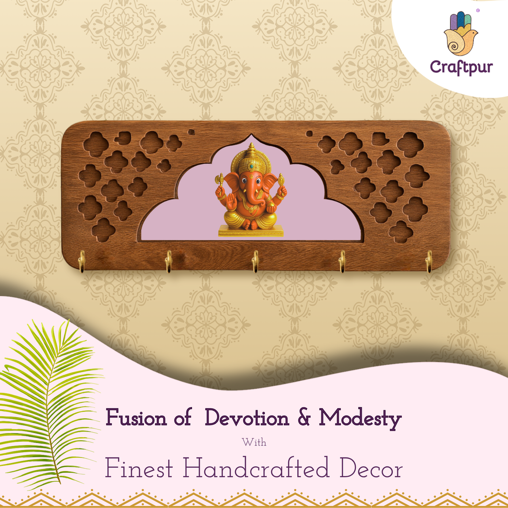 Craftpur Solid Wood Jharokha Ganesh ji Keyholder