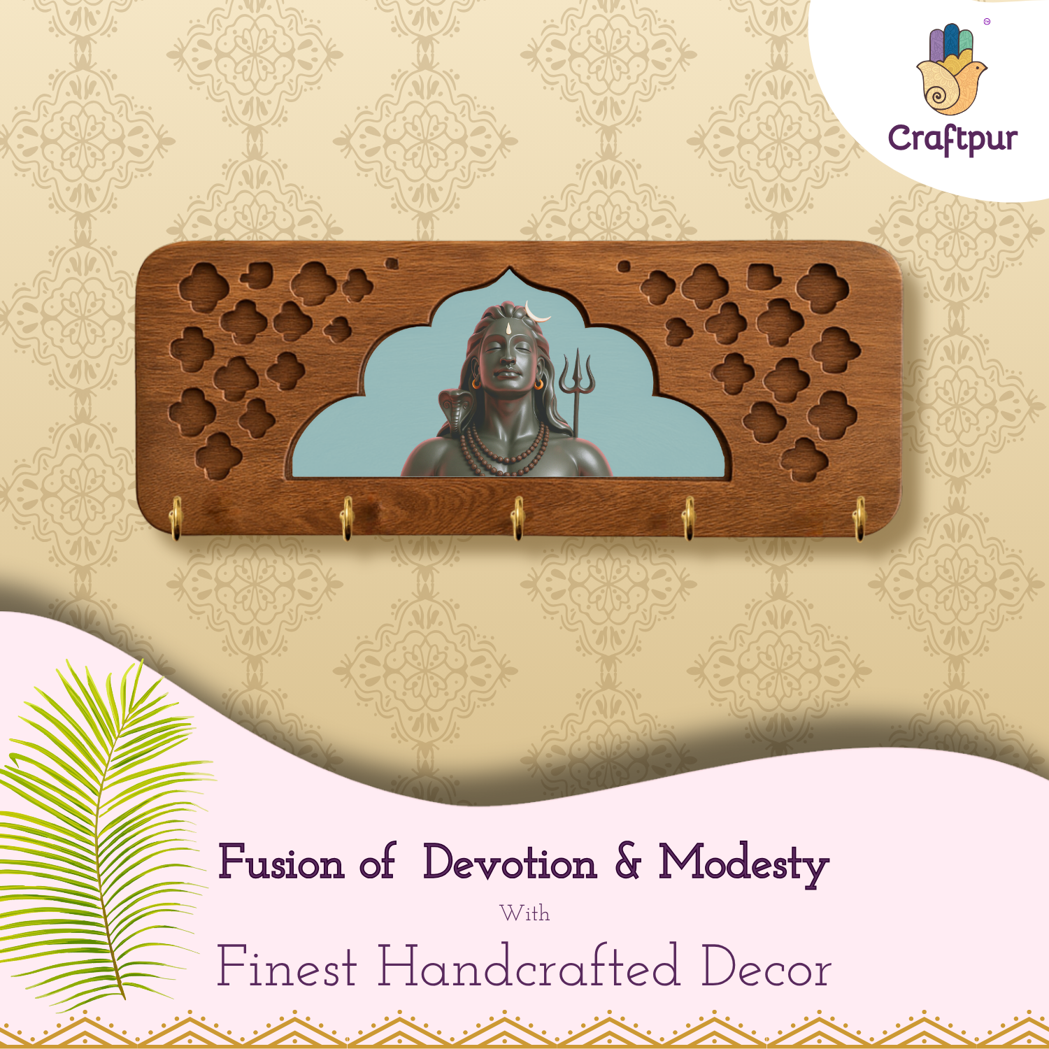 Craftpur Solid Wood Jharokha Mahadev  keyholder