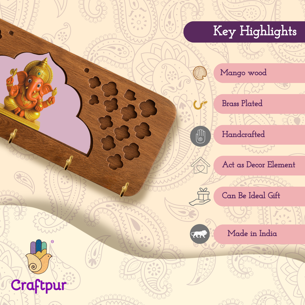 Craftpur Solid Wood Jharokha Ganesh ji Keyholder