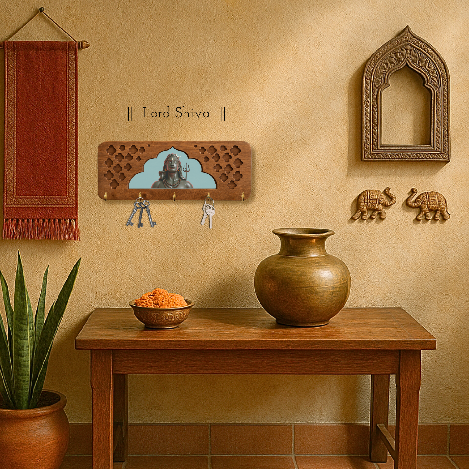 Craftpur Solid Wood Jharokha Mahadev  keyholder
