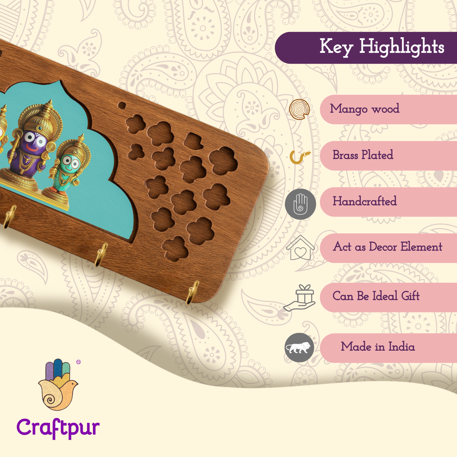 Craftpur Solid Jharokha Jagatnath Ji keyholder