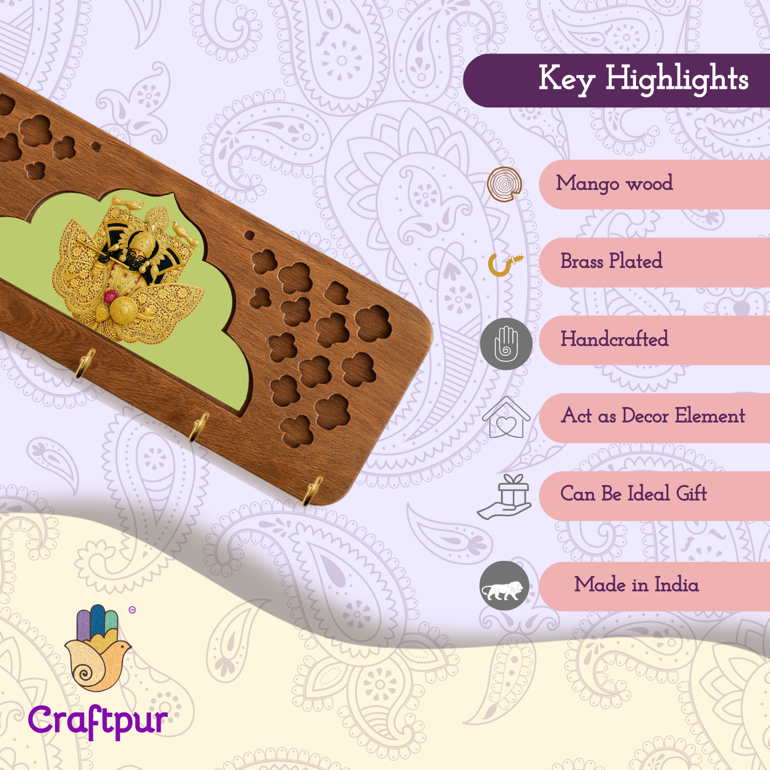 Craftpur Solid Jharokha Sawariya Seth Ji keyholder